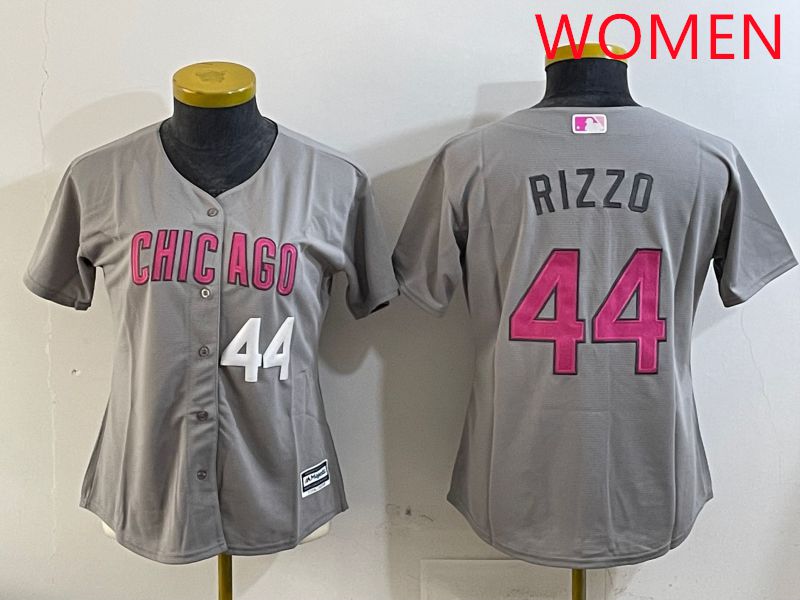 Women Chicago Cubs #44 Rizzo Grey Fashion Game 2025 Nike MLB Jersey style 7